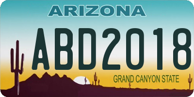 AZ license plate ABD2018