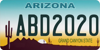 AZ license plate ABD2020
