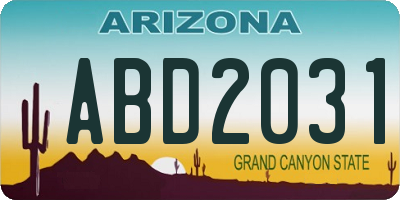 AZ license plate ABD2031