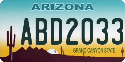 AZ license plate ABD2033
