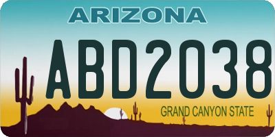 AZ license plate ABD2038