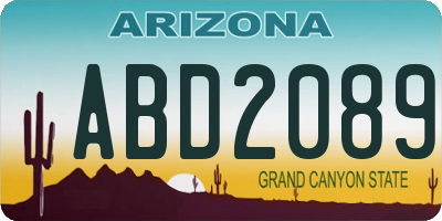 AZ license plate ABD2089