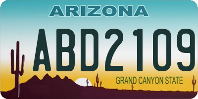 AZ license plate ABD2109