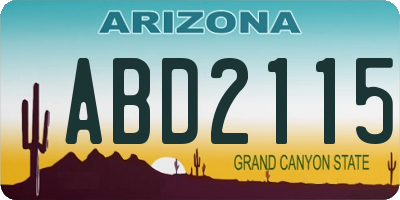 AZ license plate ABD2115