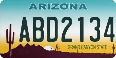 AZ license plate ABD2134