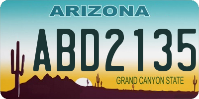 AZ license plate ABD2135