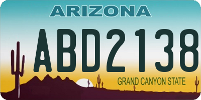 AZ license plate ABD2138