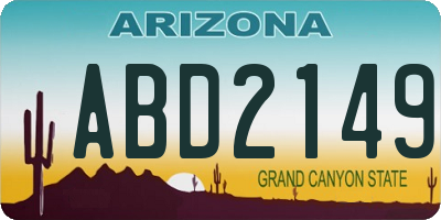 AZ license plate ABD2149