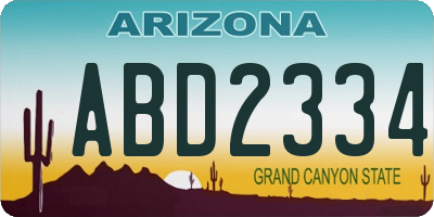 AZ license plate ABD2334