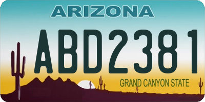 AZ license plate ABD2381
