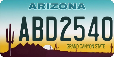 AZ license plate ABD2540