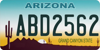 AZ license plate ABD2562
