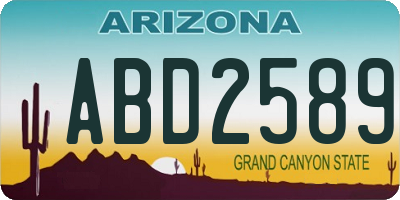 AZ license plate ABD2589