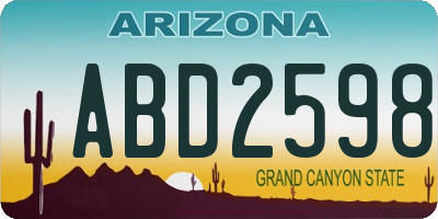 AZ license plate ABD2598