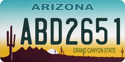 AZ license plate ABD2651