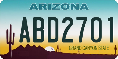 AZ license plate ABD2701