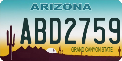 AZ license plate ABD2759