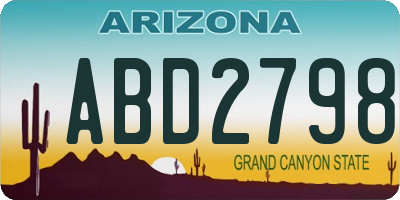 AZ license plate ABD2798