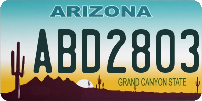 AZ license plate ABD2803
