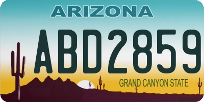 AZ license plate ABD2859