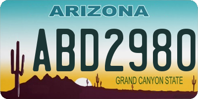 AZ license plate ABD2980