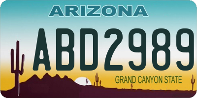 AZ license plate ABD2989