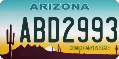 AZ license plate ABD2993