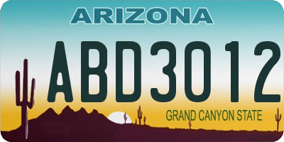 AZ license plate ABD3012