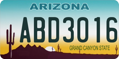 AZ license plate ABD3016