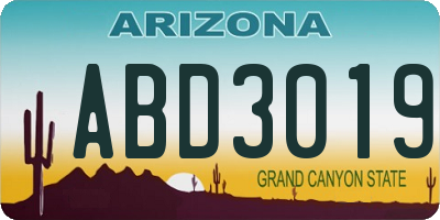 AZ license plate ABD3019