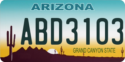 AZ license plate ABD3103