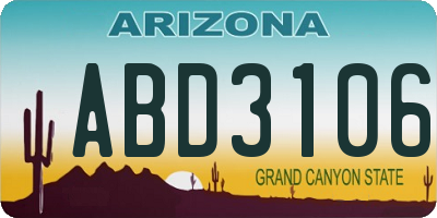 AZ license plate ABD3106