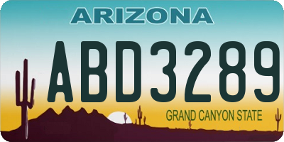 AZ license plate ABD3289