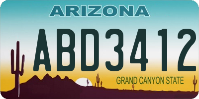 AZ license plate ABD3412