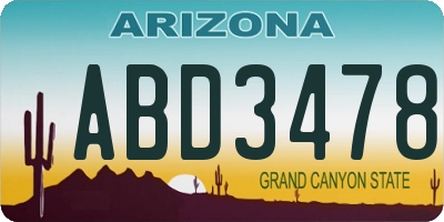 AZ license plate ABD3478
