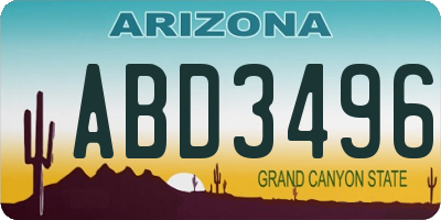 AZ license plate ABD3496