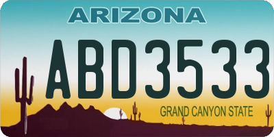AZ license plate ABD3533