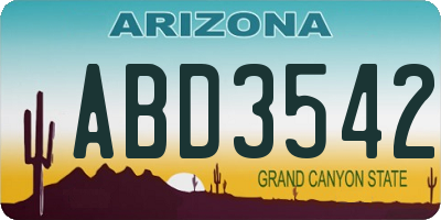 AZ license plate ABD3542