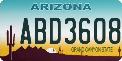 AZ license plate ABD3608
