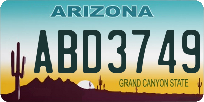 AZ license plate ABD3749