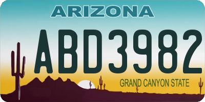 AZ license plate ABD3982