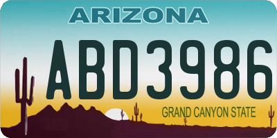 AZ license plate ABD3986
