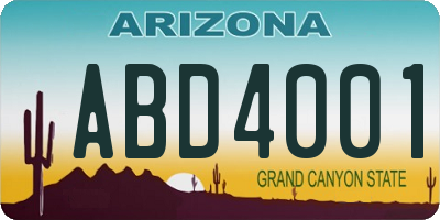 AZ license plate ABD4001