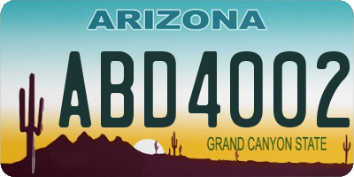 AZ license plate ABD4002