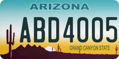 AZ license plate ABD4005