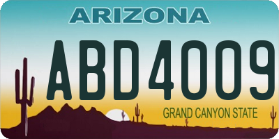 AZ license plate ABD4009
