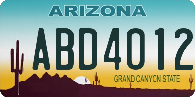 AZ license plate ABD4012