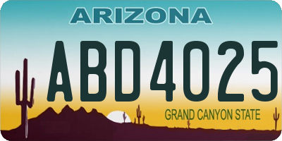 AZ license plate ABD4025