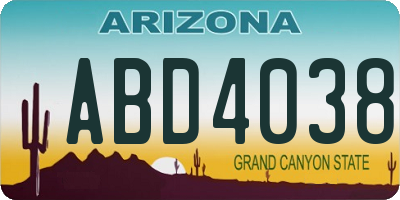 AZ license plate ABD4038