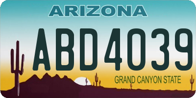 AZ license plate ABD4039